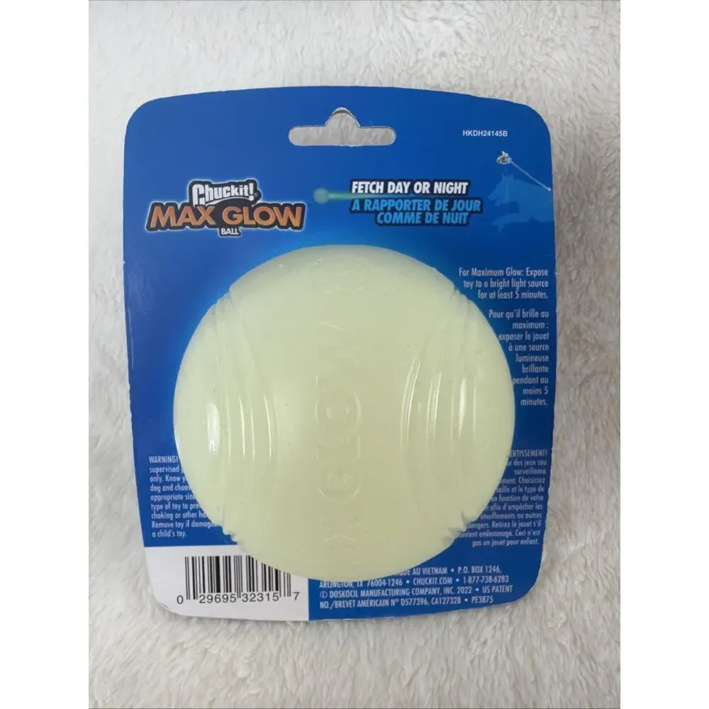 Chuckit Max Glow Ball Glows in the Dark X-Large Dog Toy 3.5 - inch